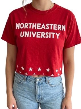 Northeastern University Red Crop Top Tshirt Collegiate S Huskies Boston